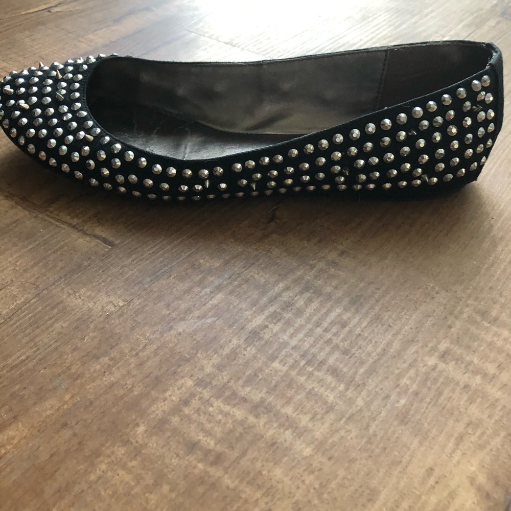bebe black flats with rhinestone stubs Size 8